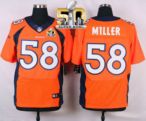 Nike Broncos #58 Von Miller Orange Team Color Super Bowl 50 Men's Stitched NFL New Elite Jersey - Click Image to Close